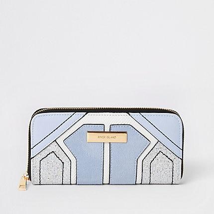 River Island Womens Sparkle Cutabout Zip Around Purse