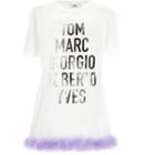 River Island Womens White Foil Print Feather Hem Longline T-shirt
