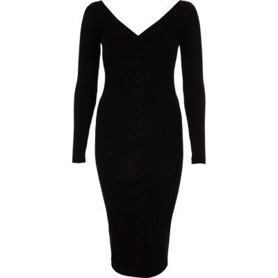 River Island Womens Cable Knit Cut Out Midi Dress