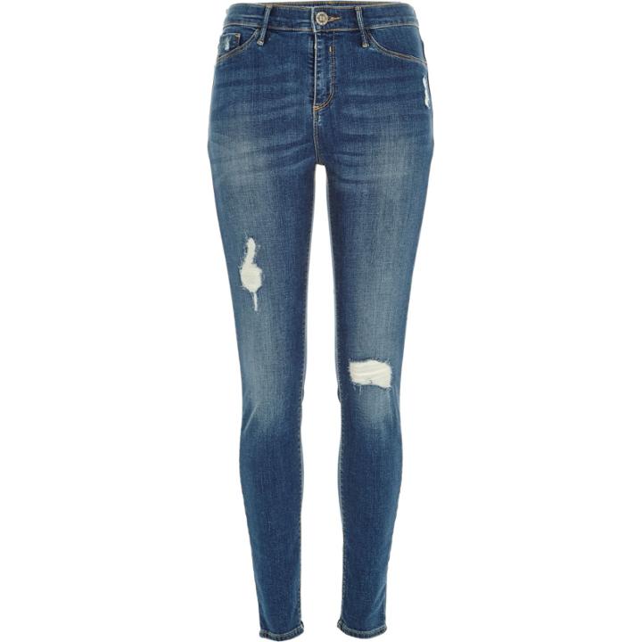 River Island Womens Mid Wash Distressed Molly Jeggings