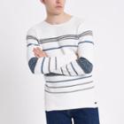 River Island Mens Only And Sons White Stripe Knit Sweater
