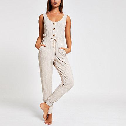 River Island Womens Ribbed Pyjama Jumpsuit