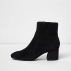 River Island Womens Block Heel Suede Ankle Boots