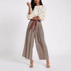 River Island Womens Print Wide Leg Belted Trousers