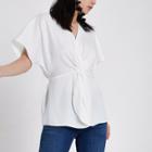 River Island Womens White Satin Knot Front Shirt