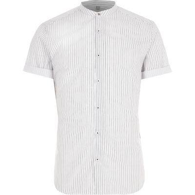 River Island Mens Stripe Slim Fit Grandad Shirt