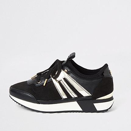 River Island Womens Metallic Lace-up Runner Trainers