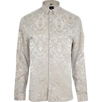 River Island Mens Jacquard Long Sleeve Shirt