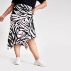 River Island Womens Plus Zebra Print Asymmetric Midi Skirt