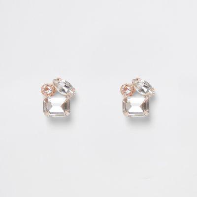 River Island Womens Rose Gold Tone Three Stud Earrings