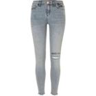 River Island Womens Light Wash Slogan Ripped Molly Jeggings