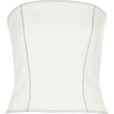 River Island Womens White Contrast Stitch Bandeau Top