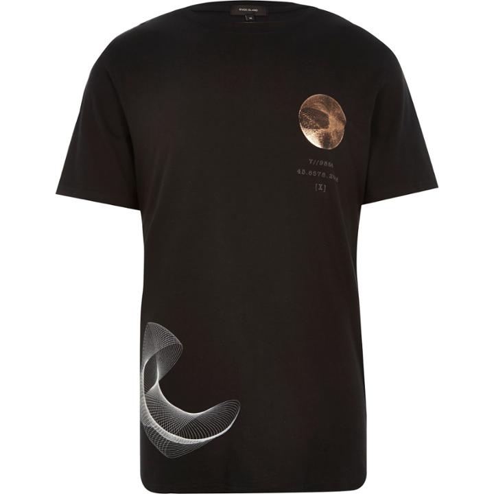 River Island Mensblack Spirograph Print T-shirt