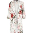 River Island Womens White Floral Print Duster Coat