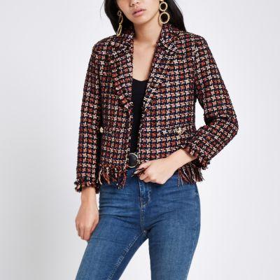 River Island Womens Check Boucle Jacket
