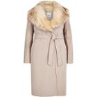 River Island Womens Plus Belted Faux Fur Robe Coat