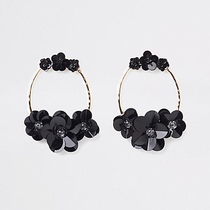 River Island Womens Gold Tone Circle Sequin Hoop Earrings