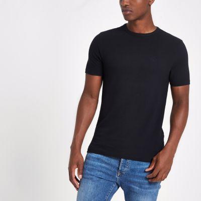 River Island Mens Muscle Fit Crew Neck Pique T-shirt