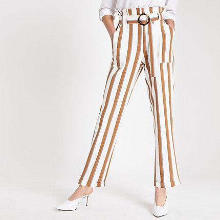 River Island Womens Stripe Paperbag Peg Pants