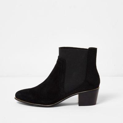 River Island Womens Gold Tone Trim Pointed Boots