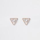River Island Womens Rose Gold Crystal Triangle Stud Earrings