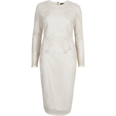 River Island Womens White Embellished Bodycon Dress