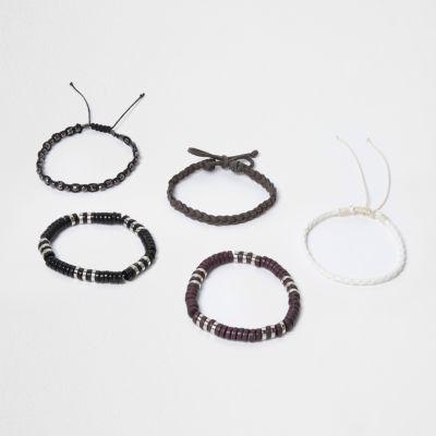 River Island Mens Bead And Plaited Bracelet Multipack