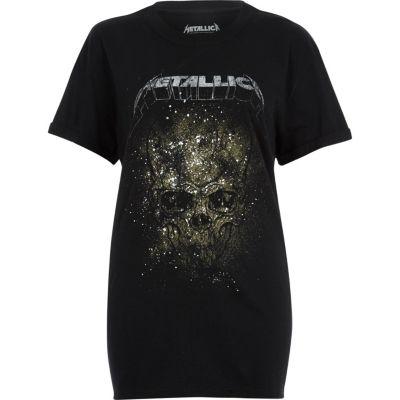 River Island Womens Metallica Print Band T-shirt