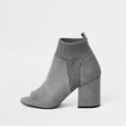 River Island Womens Knitted Block Heel Shoe Boots