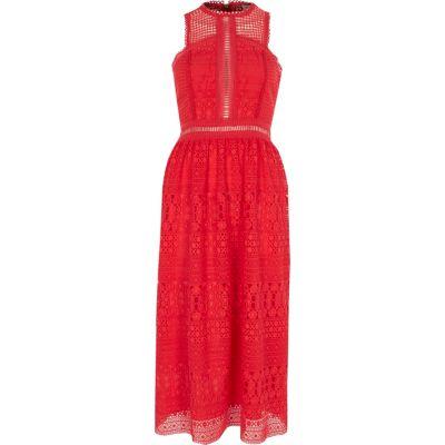 River Island Womens Sleeveless High Neck Crochet Dress