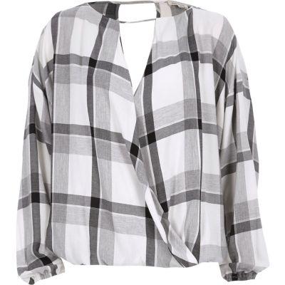 River Island Womens Check Wrap Long Sleeve Top