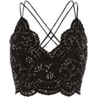 River Island Womens Lace Sequin Strappy Bralet