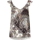 River Island Womens And Grey Paisley Print Frill Top