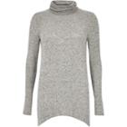 River Island Womens Knitted Roll Neck Split Back Top