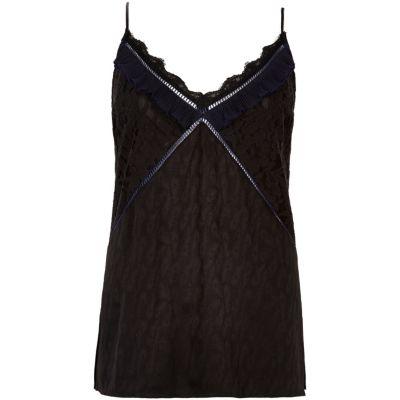 River Island Womens Jacquard Lace Trim Cami Top