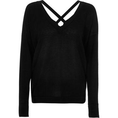 River Island Womens Knit V-neck Cross Back Sweater