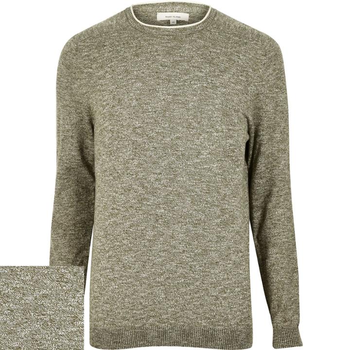 River Island Mensgreen Crew Neck Jumper