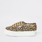 River Island Womens Superga Leopard Print Platform Trainers