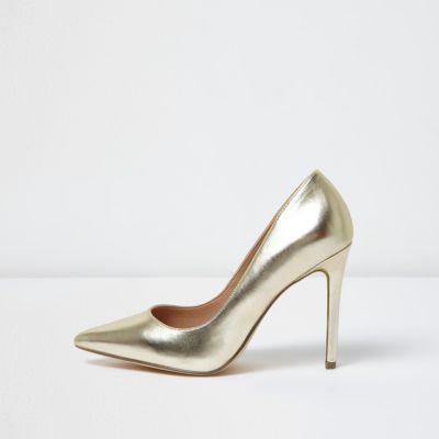 River Island Womens Gold Metallic Pumps