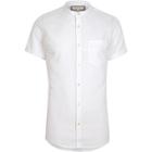 River Island Mens White Short Sleeve Oxford Grandad Shirt