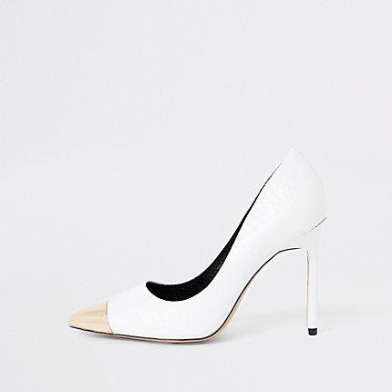 River Island Womens White Metal Toe Court Shoes