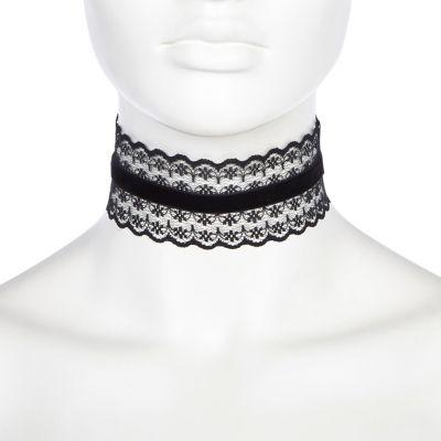 River Island Womens Thick Lace Frill Choker