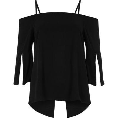 River Island Womens Split Sleeve Cold Shoulder Top