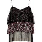 River Island Womens Dobby Mesh Floral Frill Cami Top