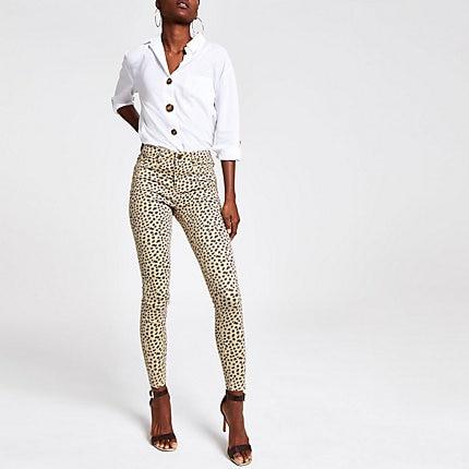 River Island Womens Leopard Print Jeggings