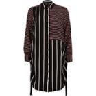 River Island Womens Mixed Stripe Ruched Side Shirt Dress