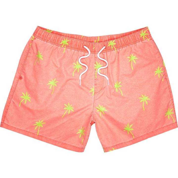 River Island Menspink Palm Tree Print Swim Trunks