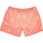 River Island Menspink Palm Tree Print Swim Trunks