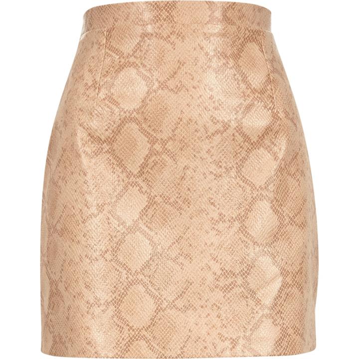River Island Womens Reptile Print Leather-look Skirt