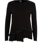 River Island Womens Asymmetric Frill Long Sleeve T-shirt